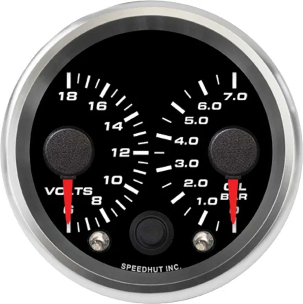 Speedhut 2-5/8" Dual Metric Volts / Oil Bar Gauge (R25-DG12-REV)