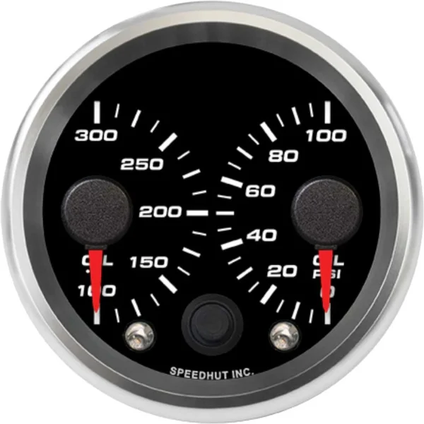 Speedhut R25-DG6-REV black dual oil temperature and oil pressure dial