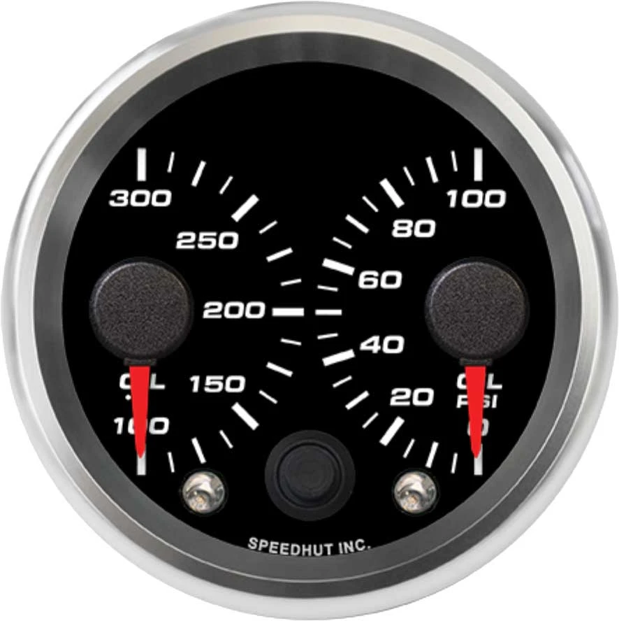 Speedhut R25-DG6-REV black dual oil temperature and oil pressure dial