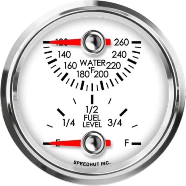 Speedhut 2-5/8" Water Temp / Fuel Level Gauge (top/bot) (L25-DG3-LEG)