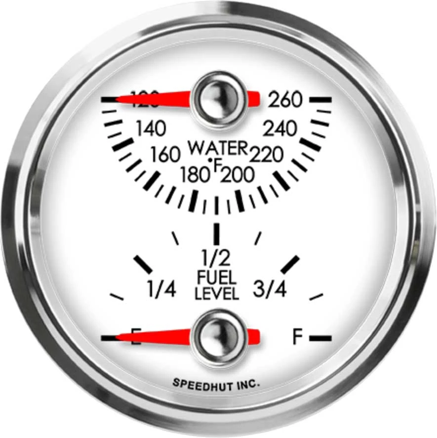 Speedhut 2-5/8" Water Temp / Fuel Level Gauge (top/bot) (L25-DG3-LEG)