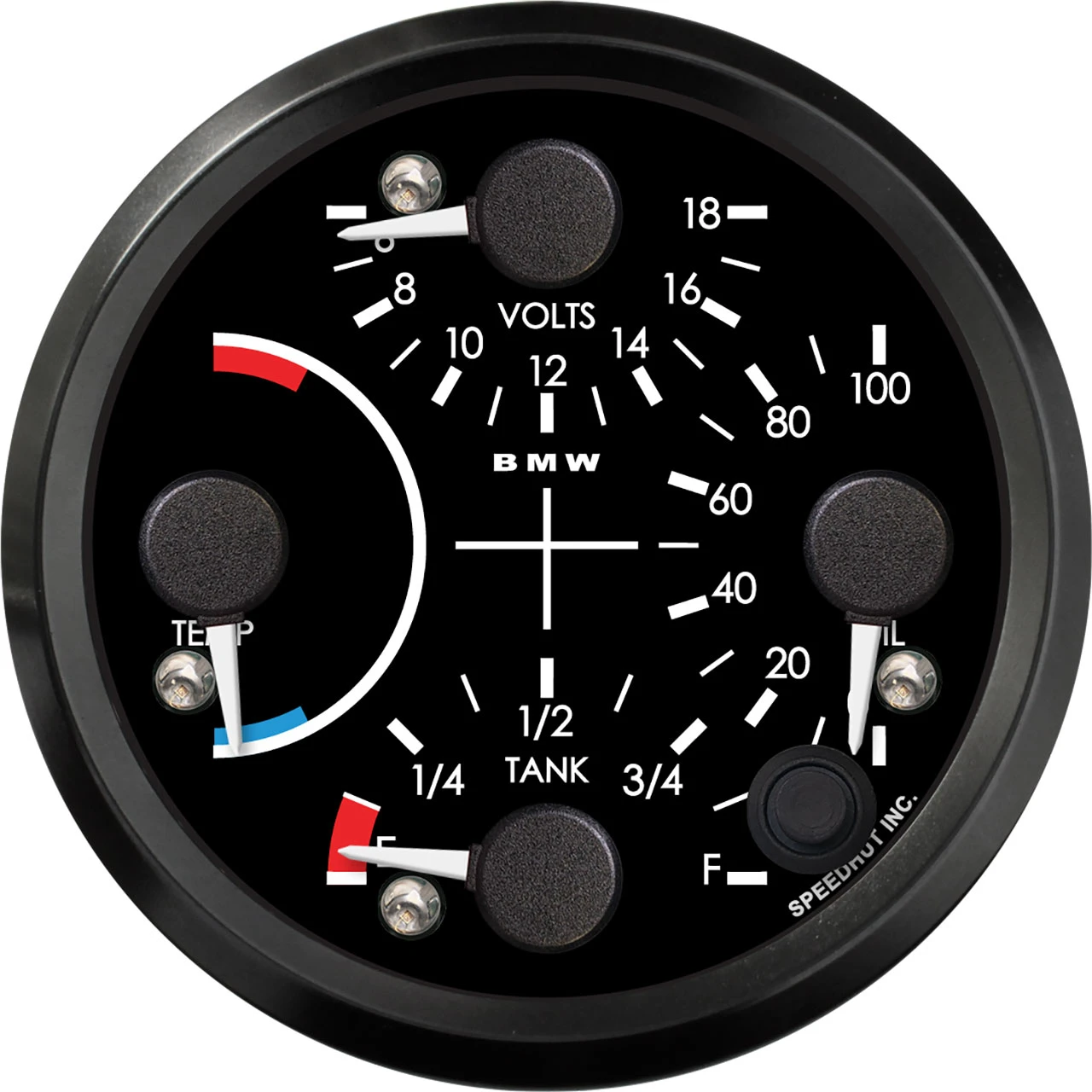 Speedhut 3-3/8" BMW WatTemp/Volt/Oil PSI/Fuel Level Gauge (R3-QG2-BMW)