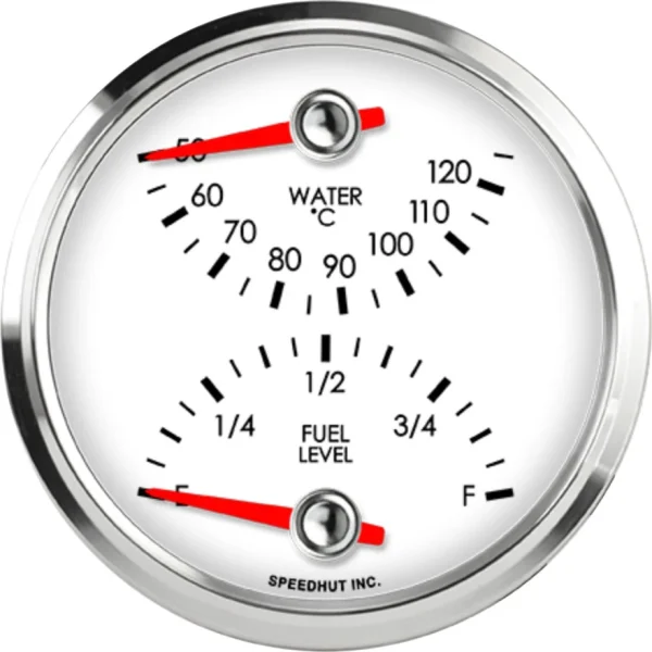 Speedhut 3-3/8" Cels Water Temp / Fuel Level (top/bot) (L3-DG8-LEG)