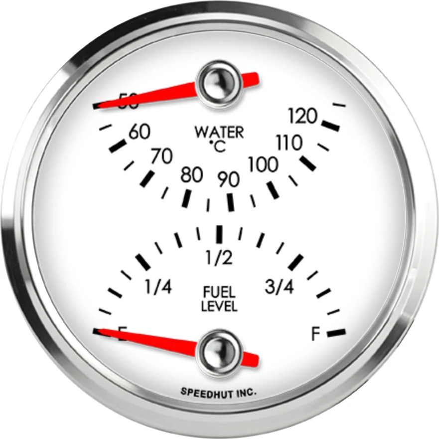 Speedhut 3-3/8" Cels Water Temp / Fuel Level (top/bot) (L3-DG8-LEG)