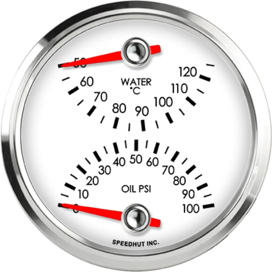 Speedhut 3-3/8" Cels Water Temp / Oil Pressure (top/bot) (L3-DG5-LEG)