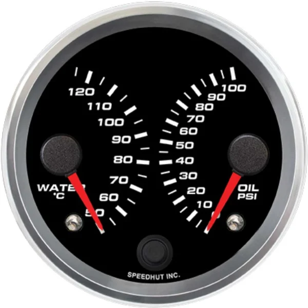 Speedhut 3-3/8" Dual Met Water Temp / Oil Pressure Gauge (R3-DG5-REV)