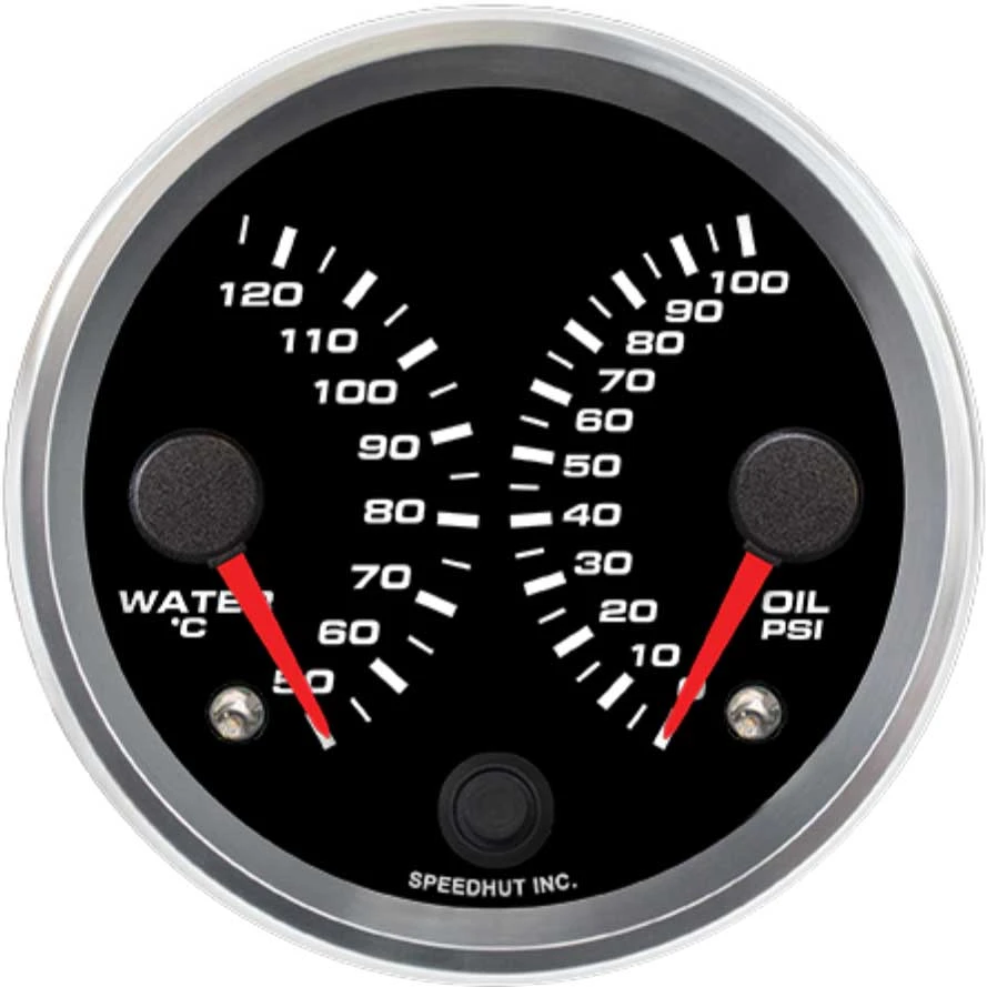 Speedhut 3-3/8" Dual Met Water Temp / Oil Pressure Gauge (R3-DG5-REV)