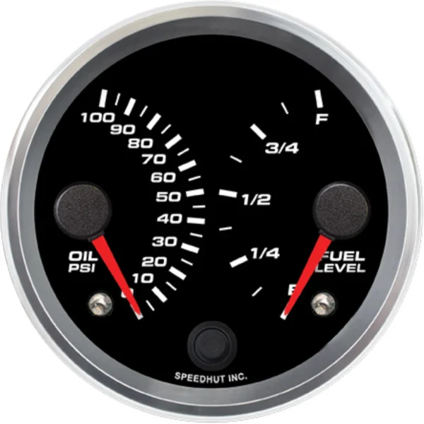 Speedhut 3-3/8" Oil PSI / Fuel Level Dual Gauge (R3-DG18-REV)