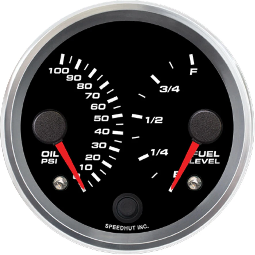 Speedhut 3-3/8" Oil PSI / Fuel Level Dual Gauge (R3-DG18-REV)