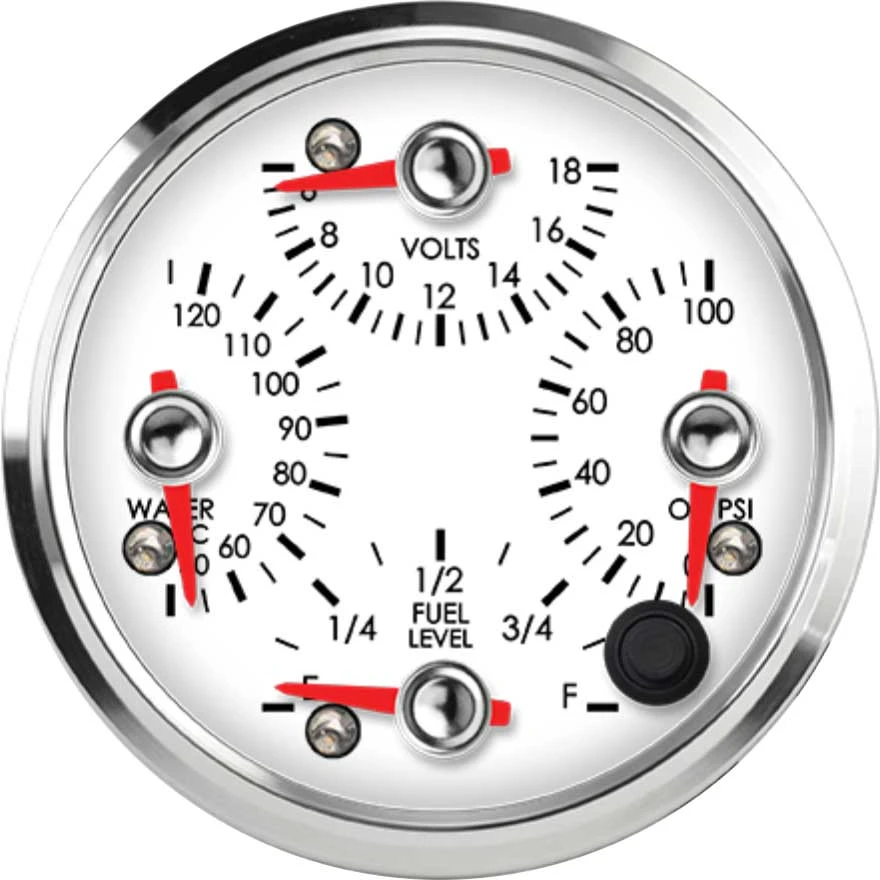 Speedhut 3-3/8" Quad Water Temp/Volts/Oil PSI/Fuel Level (R3-QG1-LEG)
