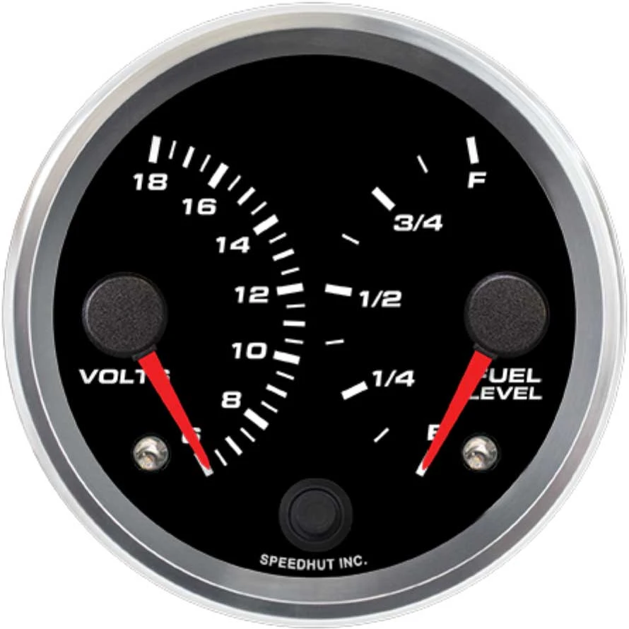 Speedhut 3-3/8" Volts / Fuel Level Dual Gauge (R3-DG2-REV)