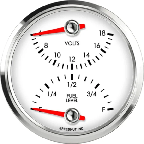 Speedhut 3-3/8" Volts / Fuel Level Gauge (top/bot) (L3-DG2-LEG)