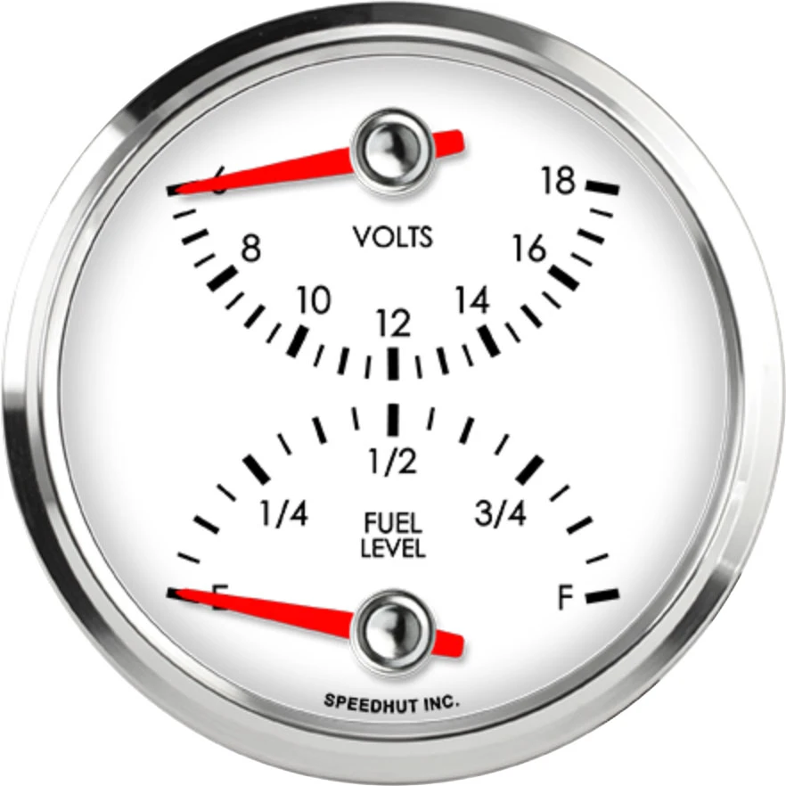 Speedhut 3-3/8" Volts / Fuel Level Gauge (top/bot) (L3-DG2-LEG)
