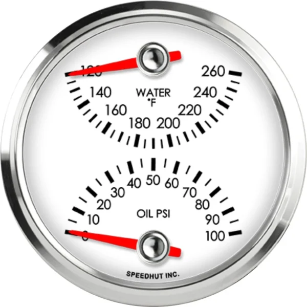 Speedhut 3-3/8" Water Temp / Oil PSI Gauge (top/bot) (L3-DG1-LEG)