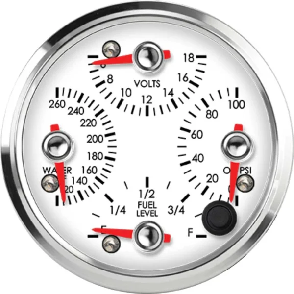 Speedhut 3-3/8" Water Temp/Volt/Oil PSI/Fuel Quad Gauge (R3-QG2-LEG)