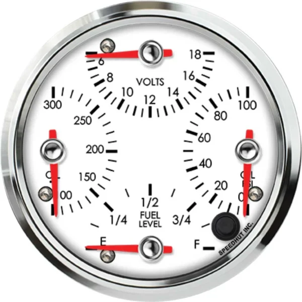 Speedhut 4-1/2" Quad Fah OilTemp/Volt/Oil PSI/Fuel Level (R45-QG4-LEG)