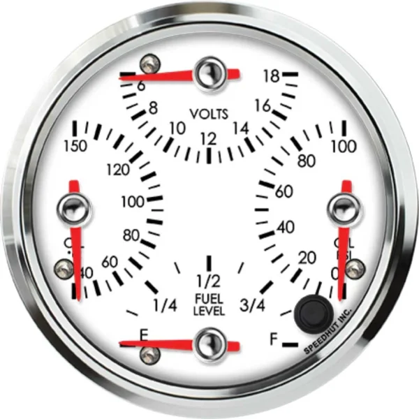 Speedhut 4-1/2" Quad Met OilTemp/Volt/Oil PSI/Fuel Level (R45-QG3-LEG)