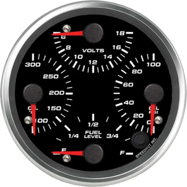 Speedhut 4-1/2" Quad Oil Temp/Volts/Oil PSI/Fuel Level (R45-QG4-REV)