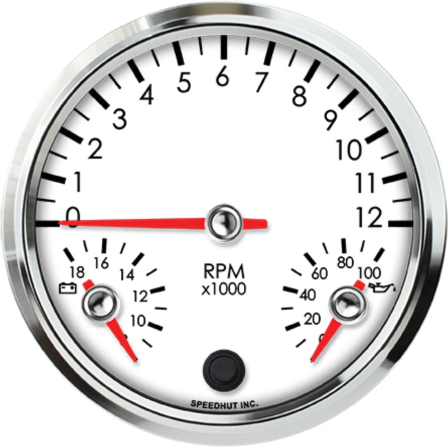 Speedhut 4.5" 12K Triple Tachometer/Volt/Oil PSI Gauge (L45-TG009-LEG)