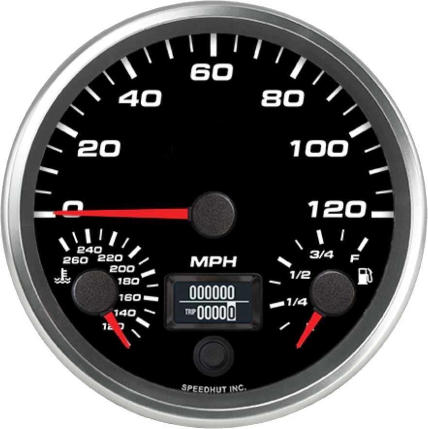 Speedhut 4.5" Triple 120 mph Speedo/Fuel Level/WT Temp (L45-TG004-REV)