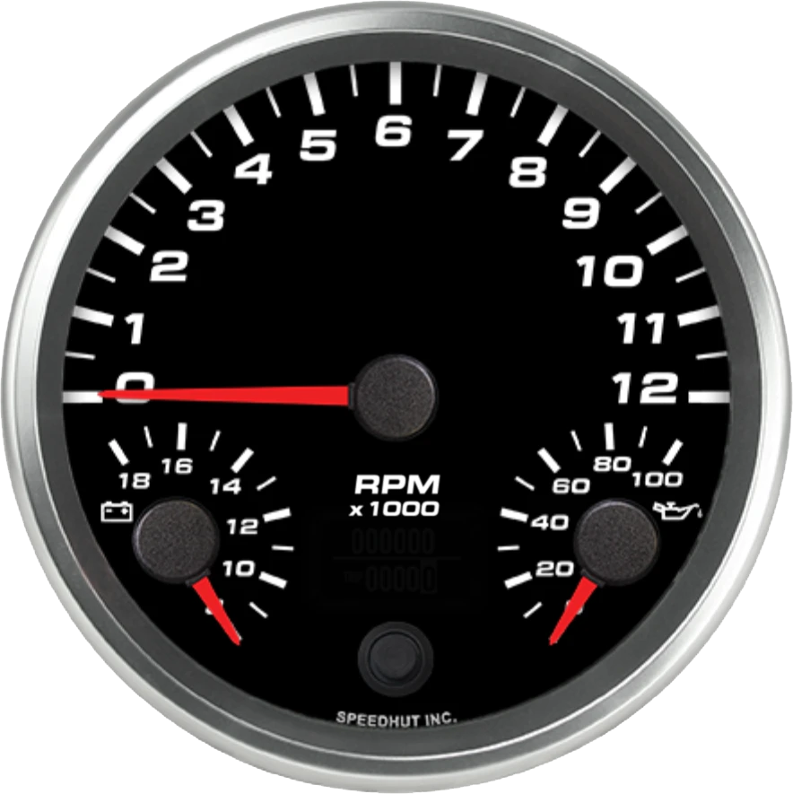Speedhut 4.5" Triple 12K Tachometer/Volt/Oil PSI Gauge (L45-TG009-REV)