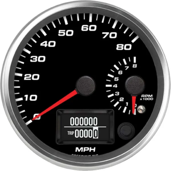 Speedhut 4" 80 mph GPS Speedometer / 8K Tachometer Gauge (R4-DS9-REV)