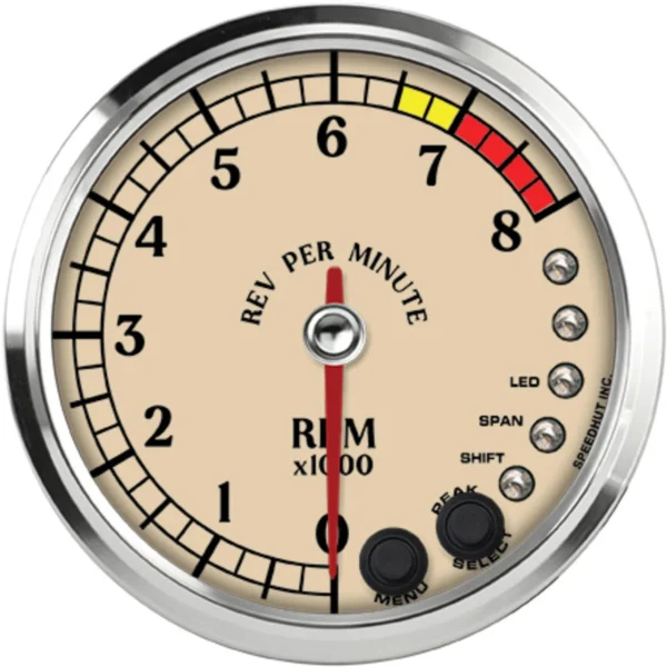 Speedhut 4" Antique Series 8K RPM Shift-light Tachometer (R4-TC3-ATQ)