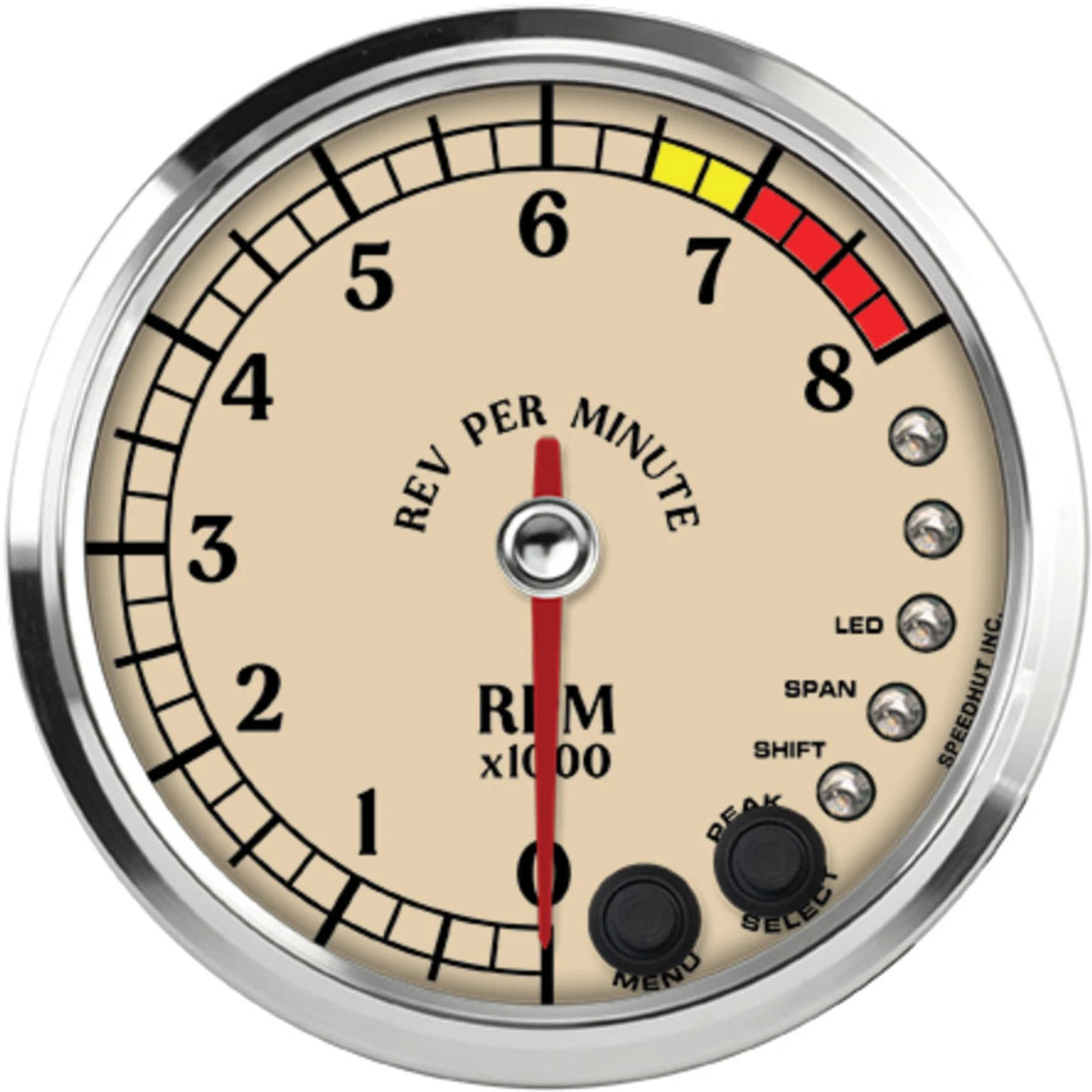 Speedhut 4" Antique Series 8K RPM Shift-light Tachometer (R4-TC3-ATQ)