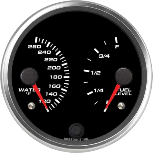 Speedhut 4" Porsche Series Water Temp / Fuel Level Gauge (R4-DG3-PCH)