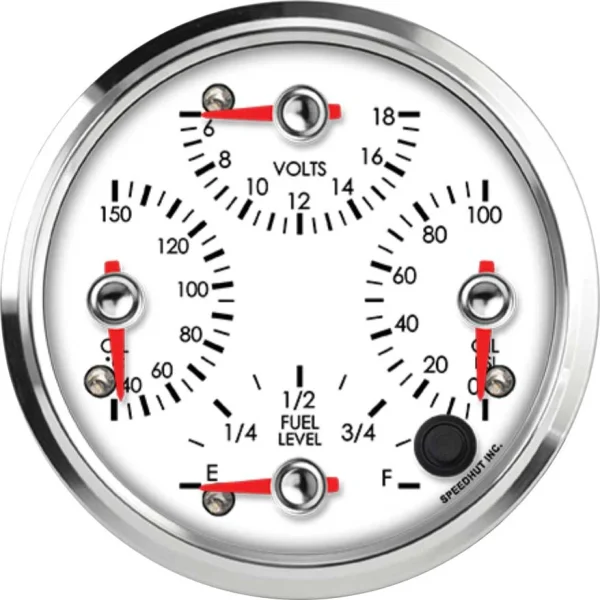 Speedhut 4" Quad Metric Oil Temp/Volts/Oil PSI/Fuel Level (R4-QG3-LEG)