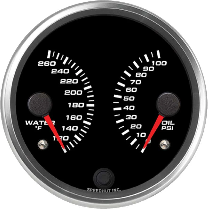 Speedhut 4" Water Temp / Oil Pressure Dual Gauge (R4-DG1-REV)