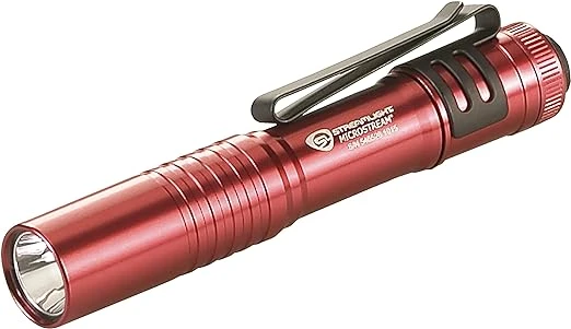 Streamlight MicroStream Ultra-compact LED Flashlight, Red with Lanyard (66323)