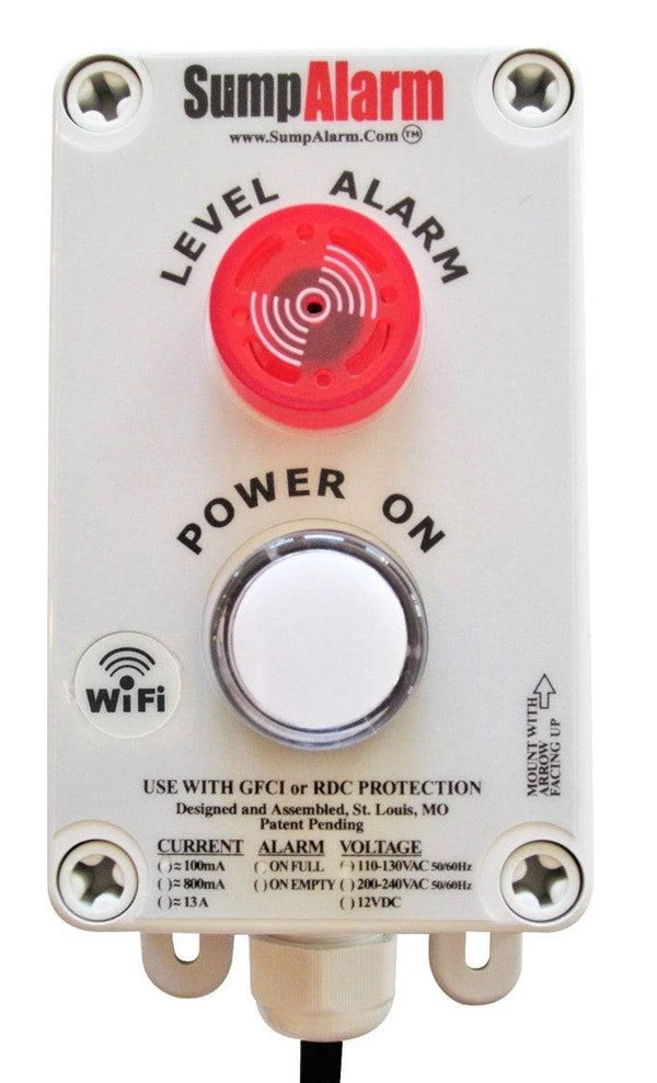 Sump Alarm WiFi 16' Float Alarm w/Power On Light (SA-120V-2L-16F-WIFI)