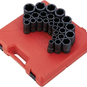 Sunex 26-Piece 3/4" Drive Metric Deep Impact Socket Set (4693)