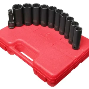 Sunex 1/2" Dr. 11 Pc. SAE & Metric Extra Thin Wall Deep Impact Socket Set (2611)