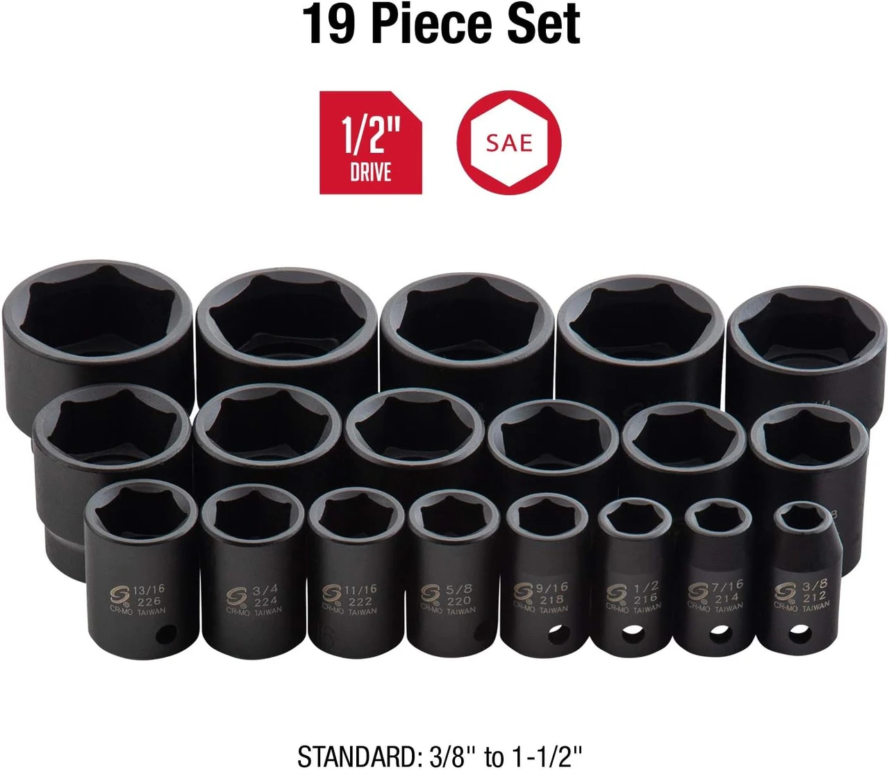 Sunex 19 Pc. SAE Impact Socket Set (2640) — product image 2