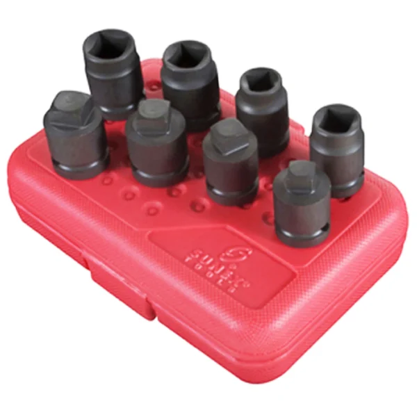 Sunex 1/2" Dr. 8 Pc. Drain/Pipe Plug Impact Socket Set (2841)