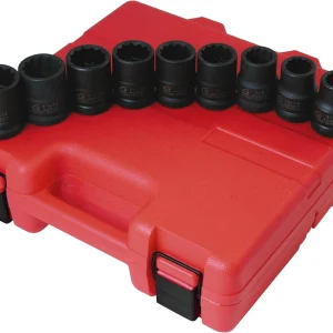 Sunex 3/4" Dr. 12 Pt. SAE Thin Wall Impact Socket Set, 9 Pc (4687)