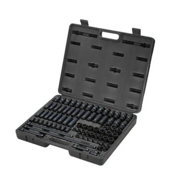 Sunex 80-Piece 3/8" Drive Master Impact Socket Set - SAE/Metric, 5/16"-3/4", 8mm-19mm, Cr-Mo, Radius Corner (3580)