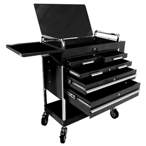 Sunex 5 Drawer Service Cart w/Locking Top - Black (8045BK)