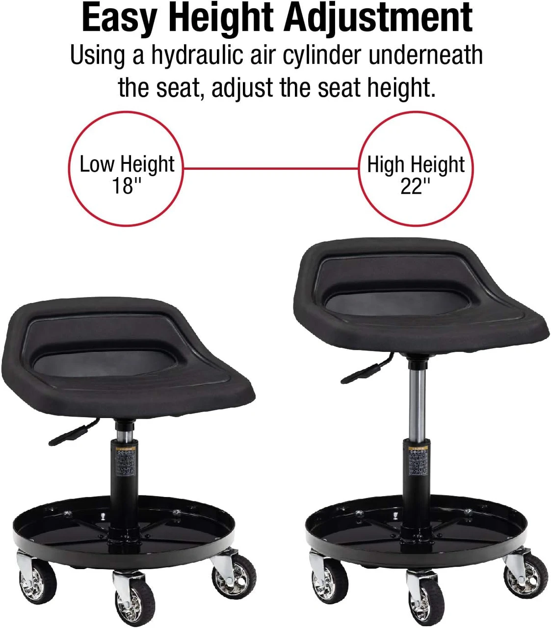 Sunex Hydraulic Swivel Tractor Seat with Tool Tray and Casters (8514) — product image 2