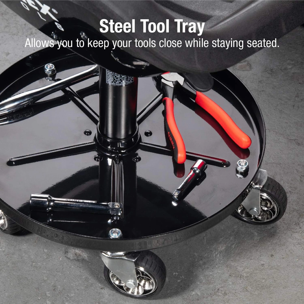 Sunex Hydraulic Swivel Tractor Seat with Tool Tray and Casters (8514) — product image 3