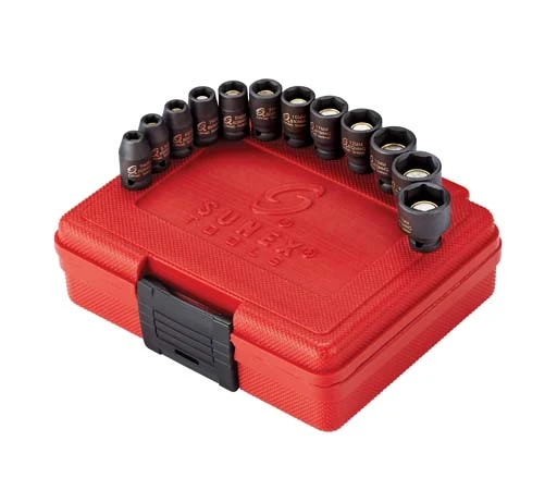 Sunex 12 Pc 1/4" Drive Metric Magnetic Impact Socket Set (1822)