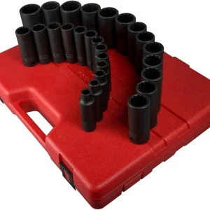 Sunex 26 Piece 1/2" Drive 12 Point Metric Deep Impact Socket Set (2827)