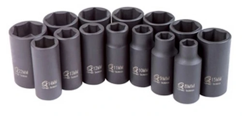 Sunex 14 Piece 3/8" Drive Metric Semi-Deep Impact Socket Set (3328)