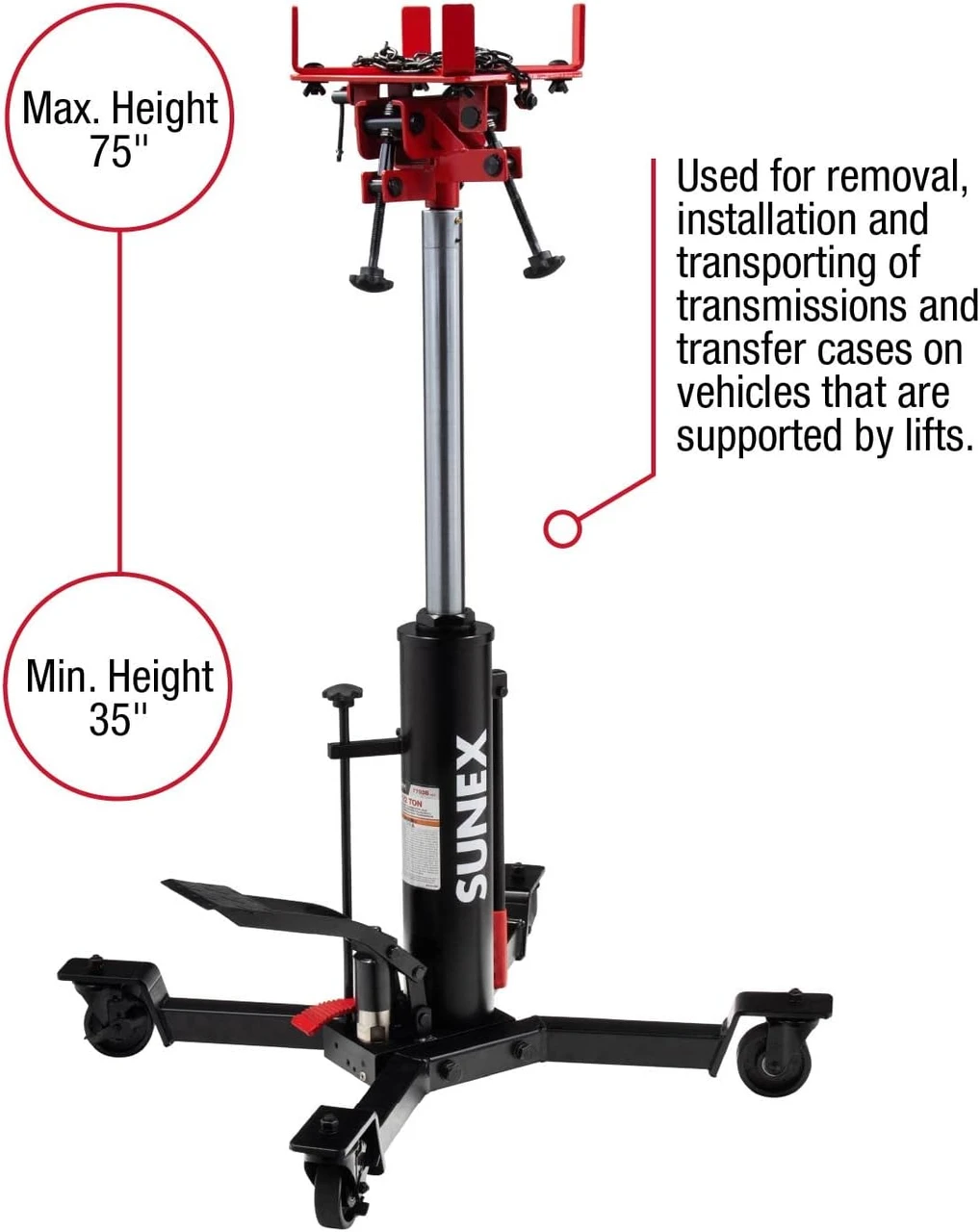Sunex 1,000 Lb. Telescoping Transmission Jack (7793B) — product image 2