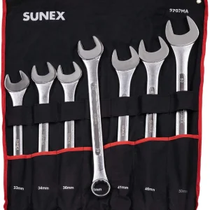 Sunex Jumbo Metric Combination Wrench Set, 7Pcs, Includes Roll-Case (9707MA)