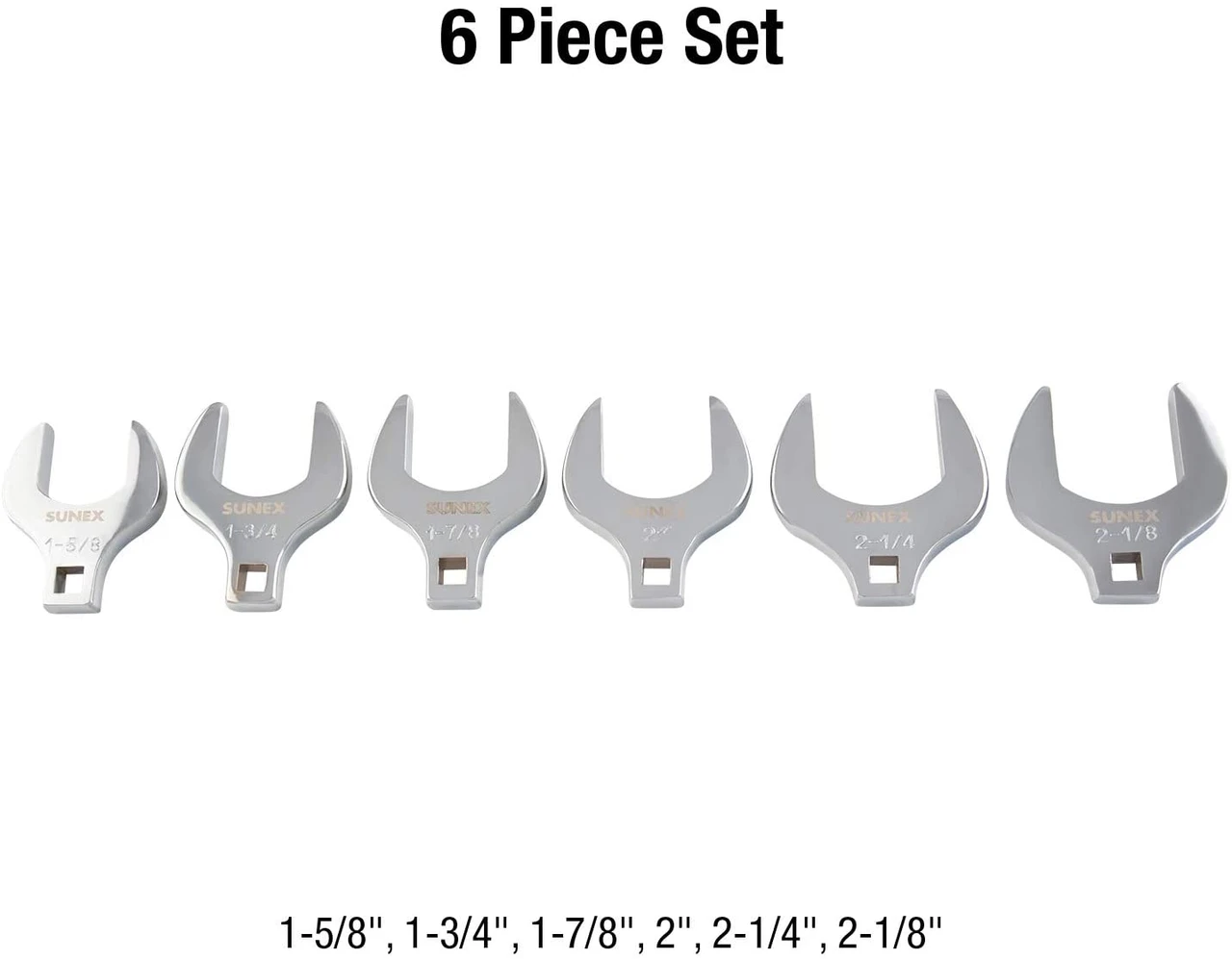 Sunex 6 Piece 1/2" Dr. Jumbo Crowfoot Wrench Set (9722A) — product image 2