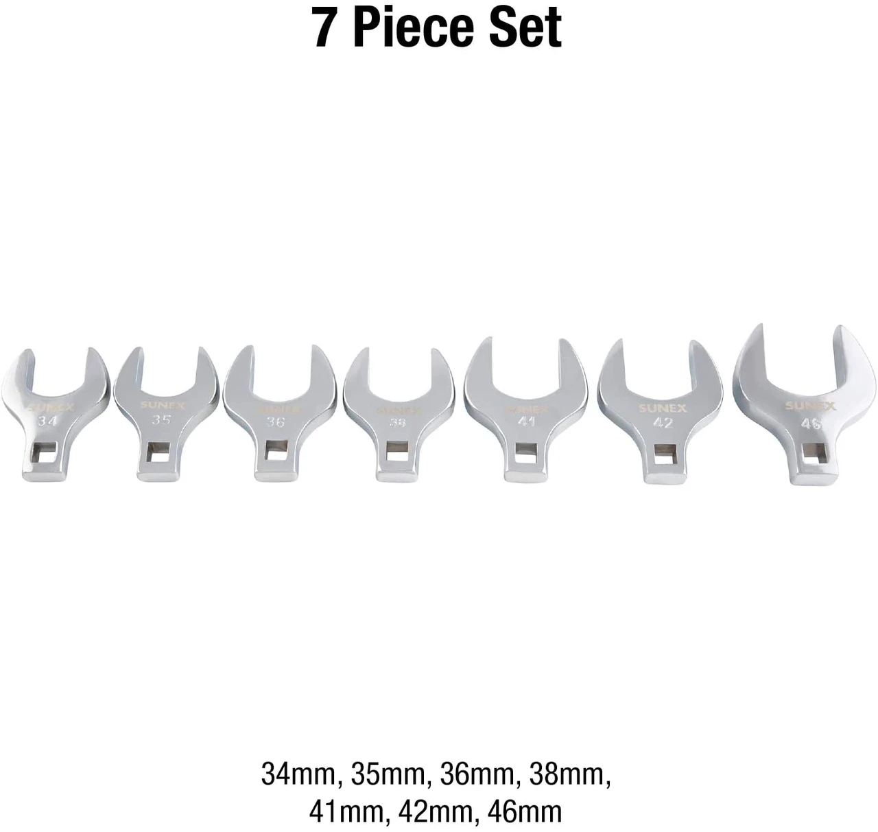 Sunex 7 Piece 1/2" Dr. Metric Jumbo Crowfoot Wrench Set (9740A) — product image 2