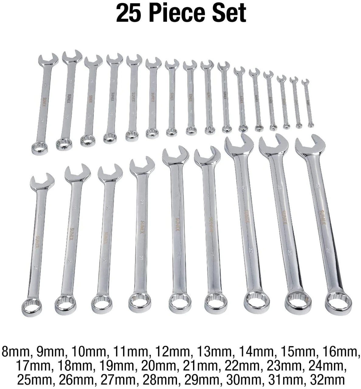 Sunex Tools 25 Pcs Metric V-Groove Combination Wrench Set (9917MPRA) — product image 2